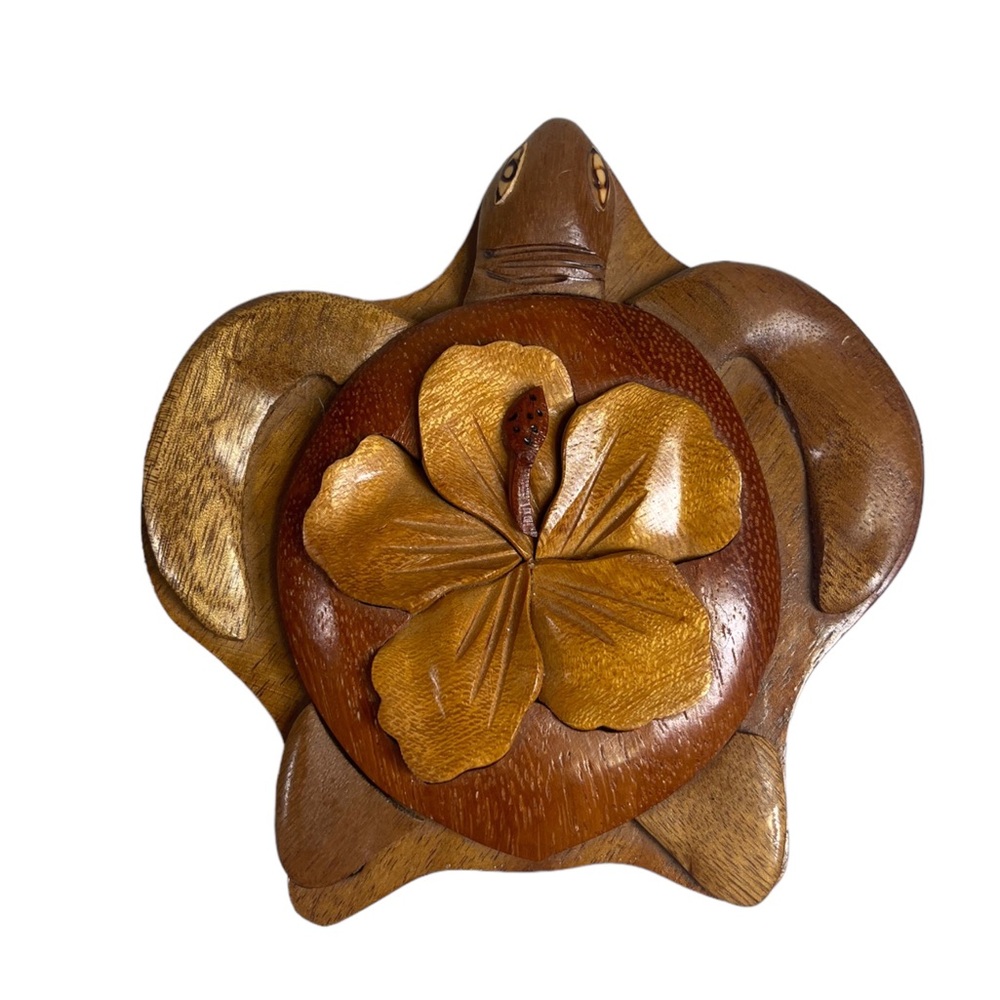 aloha wood art turtle puzzle Trinket Jewelry Box Design In Hawaii By Paul Le